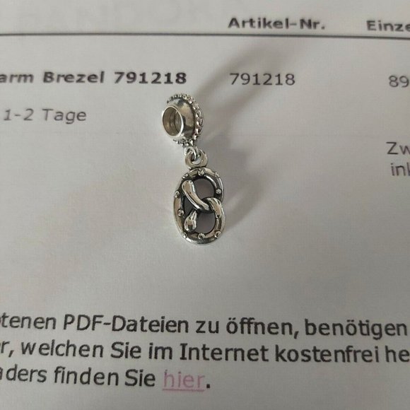 AUTHENTIC PANDORA *RETIRED and RARE* Sterling Silver Pretzel Charm 791218 - Picture 4 of 7